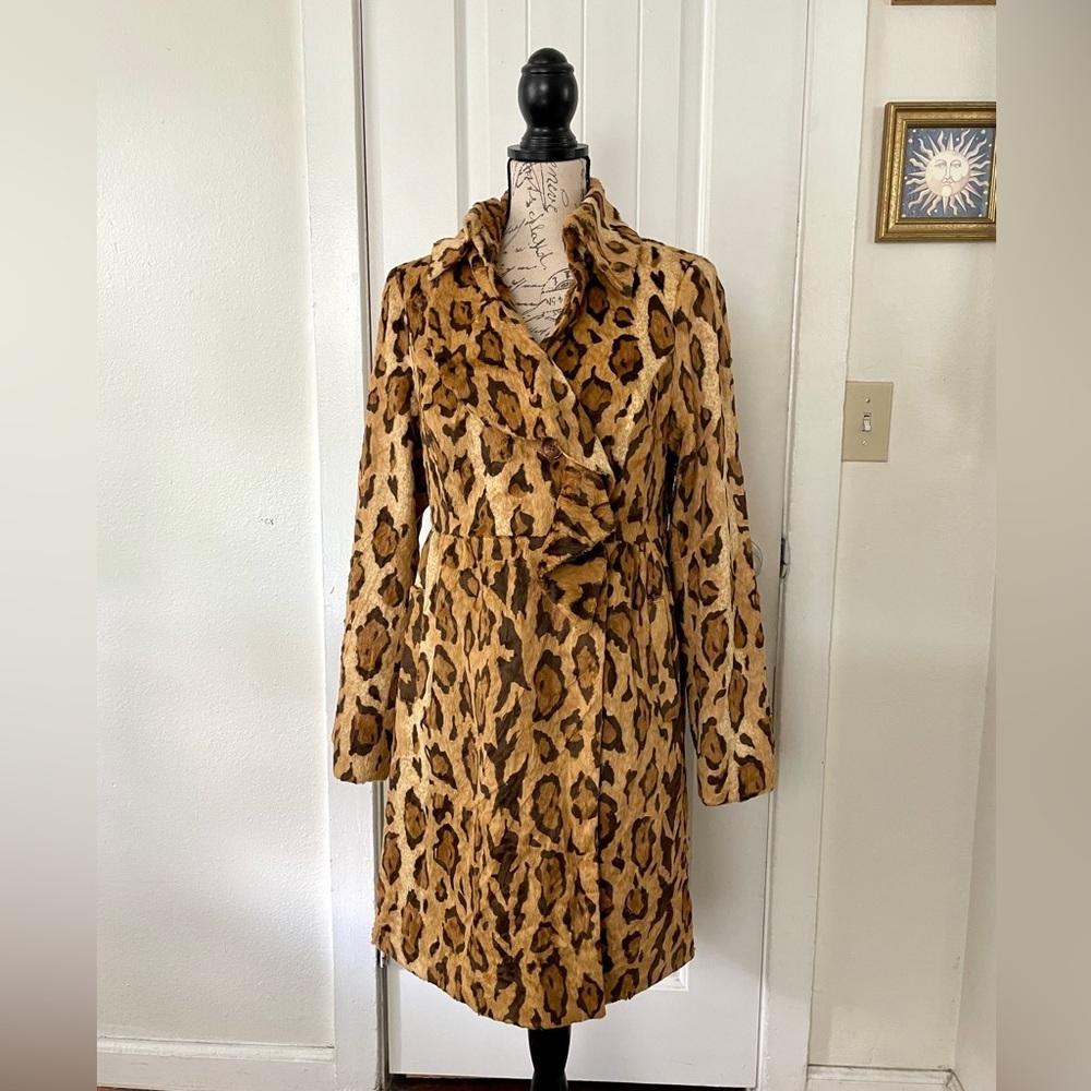 Beth Bowley Leopard Faux Fur Coat Carrie Bradshaw Sz Small * Jaguar Y2K USA Sz 4 - Picture 6 of 6